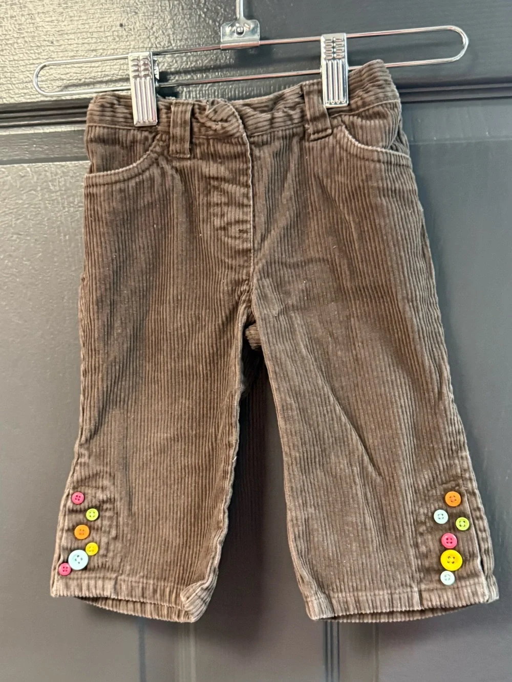Gymboree Brown Corduroy Joggers with Colorful Button Trim